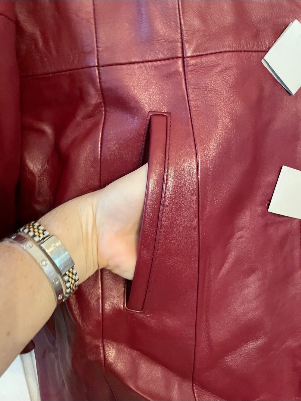 Excelled Vintage with Tags Classic Burgundy Leather Long Jacket - Picture 6 of 7